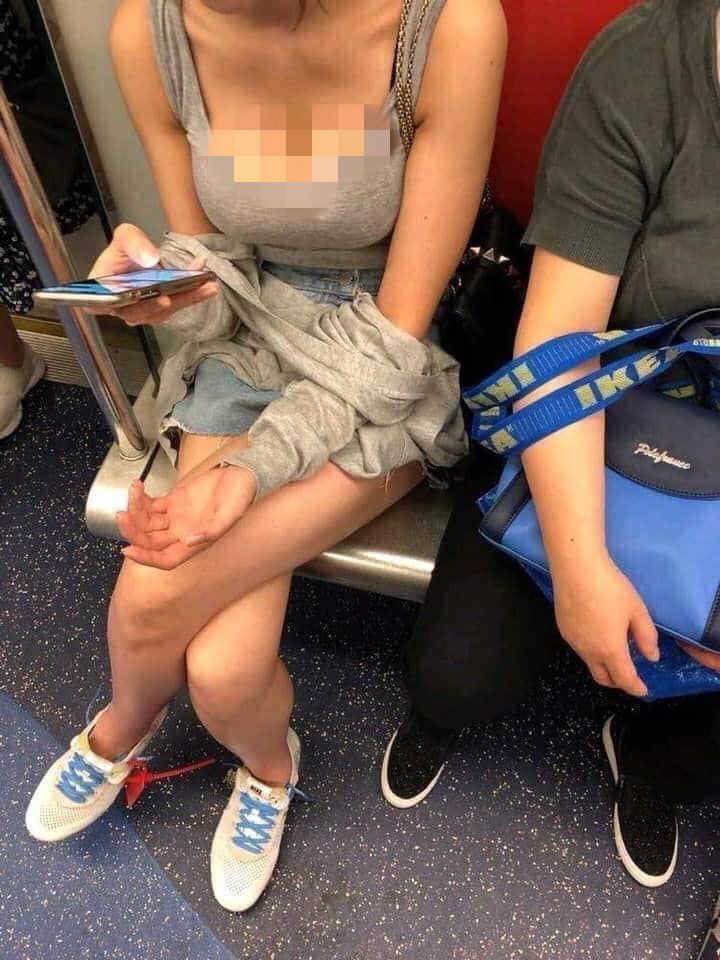 Busty asian groped on a train